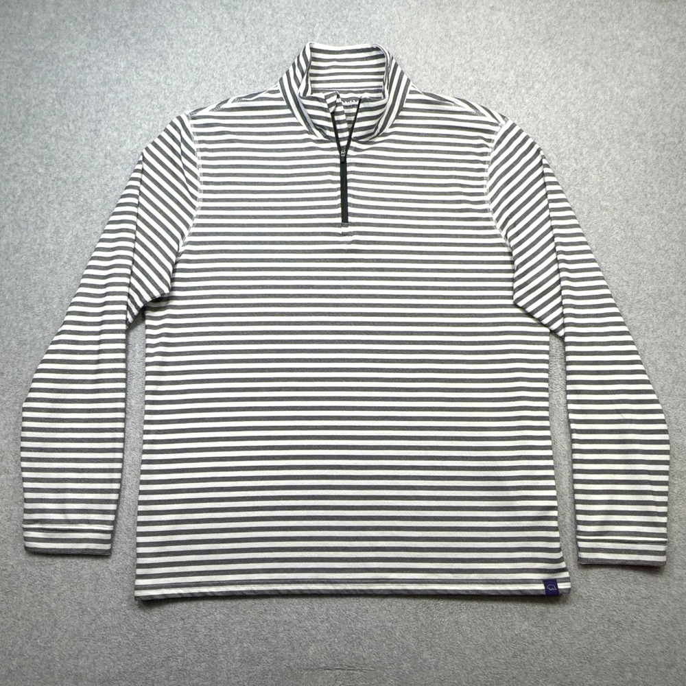 Onward Reserve Pullover Mens Large Gray Stripe Performance 1/4 Zip Lightweight